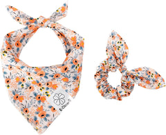E-Clover dog bandana with flower pattern adds cheerful flair for photos and sunny walks.