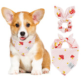 E-Clover pink buffalo plaid dog bandana front view for photo-ready style.