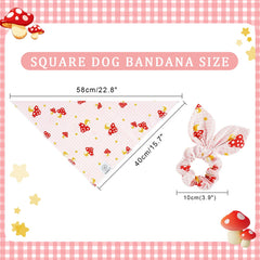 E-Clover pink buffalo plaid bandana with matching scrunchie set for coordinated poses.