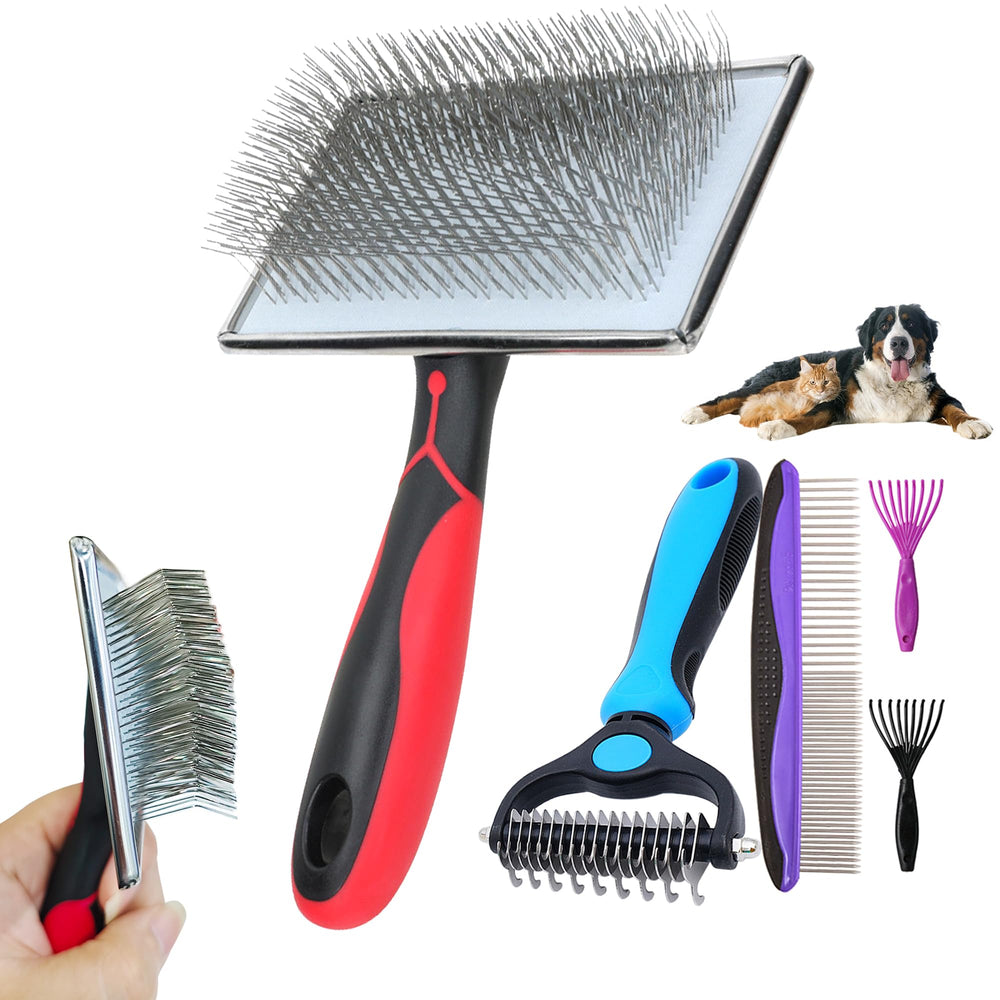 EAFBAO extra-long pin brush detangles large dog's coat with ease.