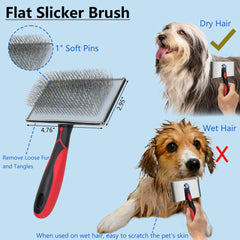 EAFBAO slicker brush close-up shows 1-inch pins for knot removal.