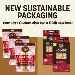 Earth Animal No Hide Chews beef rolls close-up texture; savory flavor.