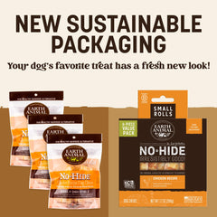 Earth Animal No Hide Chews close-up reveals chicken flavor and satisfying chew texture.
