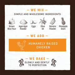 Earth Animal No Hide Chews Rolls ingredients image – brown rice flour, eggs, olive oil base