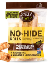 Earth Animal No Hide Chews Rolls peanut butter pack, ideal for medium dogs' long-lasting chew sessions