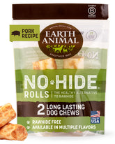 Earth Animal No Hide Chews pork rolls for small dogs offer long-lasting chew time.
