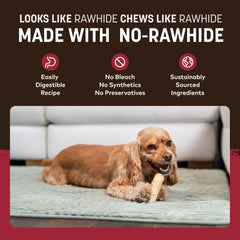 Earth Animal No Hide beef rolls packaging – USA-made, ethically sourced, premium dog chew.