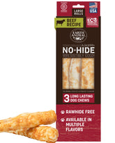 Earth Animal No Hide Rolls beef chews for large dogs provide long-lasting, raw-hide-free chewing.