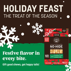 Earth Animal No-Hide Stix closeup sticks highlight turkey-pumpkin-cranberry flavor.