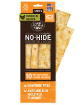 Earth Animal No Hide Strip pack—bite-size chews ideal for teeth and gums care.
