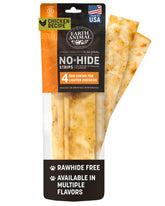 Earth Animal No Hide Strips front pack, convenient quick-snack for dogs.