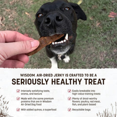 Earth Animal Wisdom air-dried jerky beef-liver-venison-liver strips as a wholesome snack
