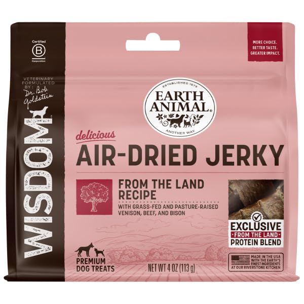 Earth Animal Wisdom air-dried jerky venison-beef blend slices ideal for training rewards