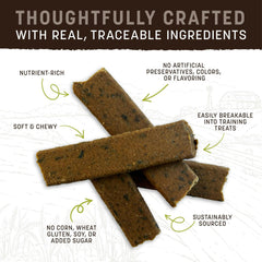 Earth Animal Wisdom seed-recipe ingredient panel highlights plant protein blend for wholesome bites.