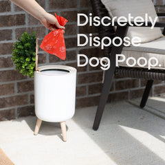 Earth & Mango plant-style trash can lid close-up highlighting odor-sealing feature.