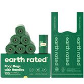 Earth Rated dog poop bags with handles open wide for easy pickup.
