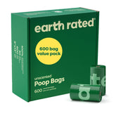 Earth Rated poop bags on a dispenser roll for easy on-the-go pickups