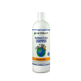 Earthbath Oatmeal & Aloe dog shampoo bottle shows fragrance-free formula for gentle cleansing.