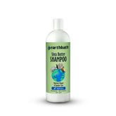 earthbath Shea Butter Shampoo bottle closeup shows plant-based clean for sensitive skin