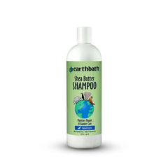 earthbath Shea Butter Shampoo bottle closeup shows plant-based clean for sensitive skin