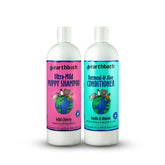 Earthbath Ultra-Mild Puppy Shampoo bottle pours for tearless grooming