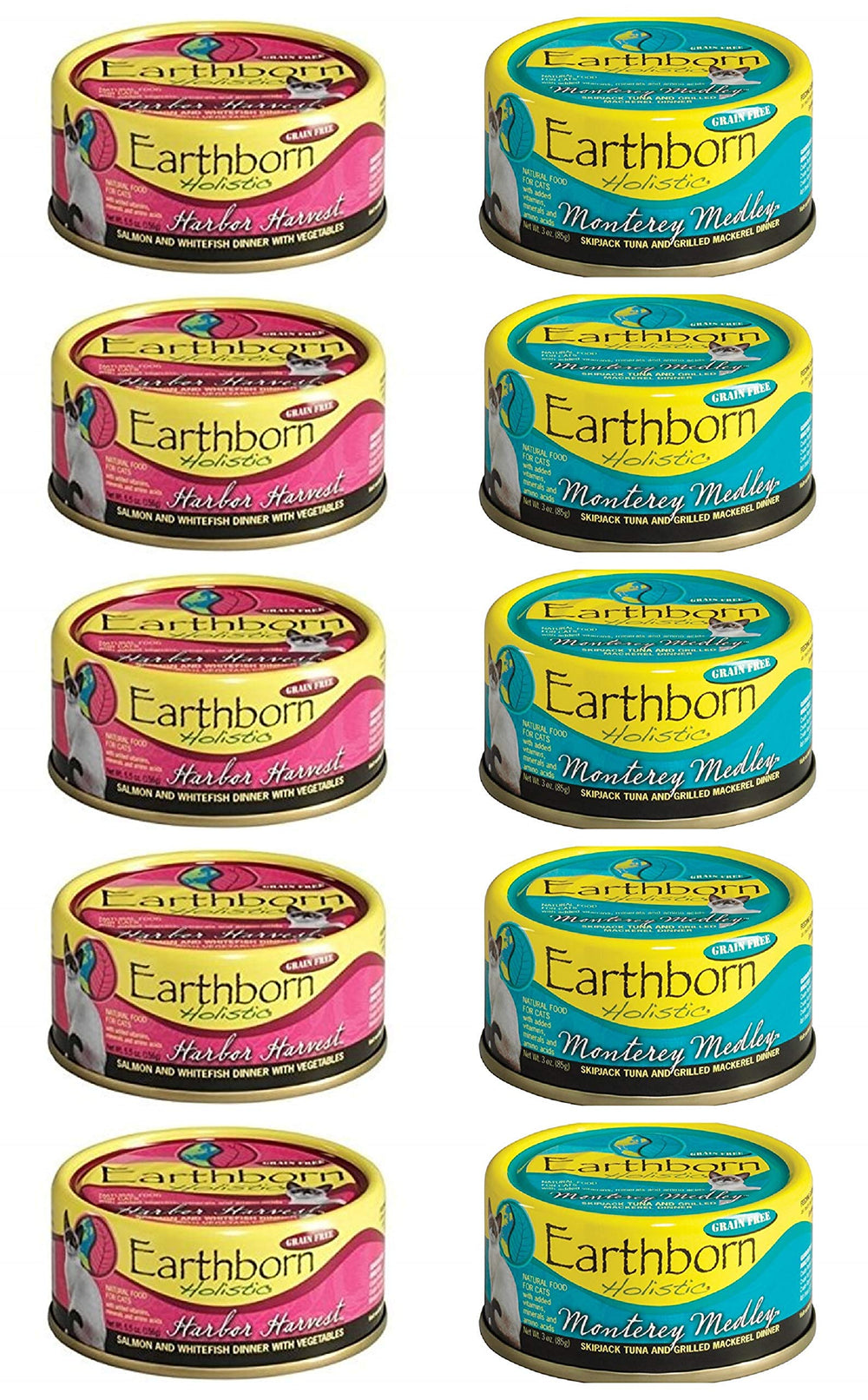 Earthborn Holistic Harbor Harvest can shows grain-free dinner with salmon and whitefish.