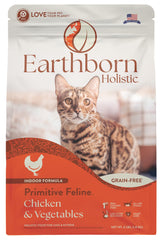 Earthborn Holistic Primitive Feline dry kibble bag front showing grain-free protein source