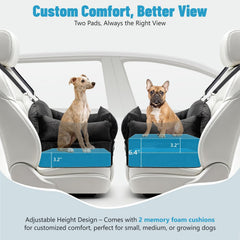 EastBLUE booster seat features memory foam cushions for plush comfort on long drives