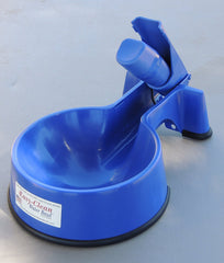 Easy-Clean Auto-Fill Water Bowl blue dog-use setup demonstrates multi-pet hydration flexibility.