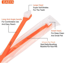 EASYA long handle dog toothbrush with angled grip for better reach