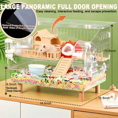 ecleng hamster cage detachable tray and top-open design for simple cleaning