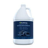 Eco Strong Outdoor Odor Eliminator bottle showcases 128 oz capacity for yard use and odor control.