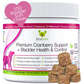 EcoBark cranberry soft chews bottle pouring for daily bladder support