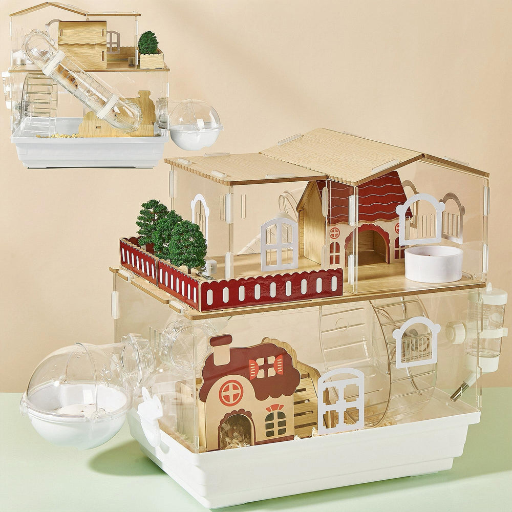 EcoCen 12in1 hamster cage front view highlighting roomy play space for daily interaction.