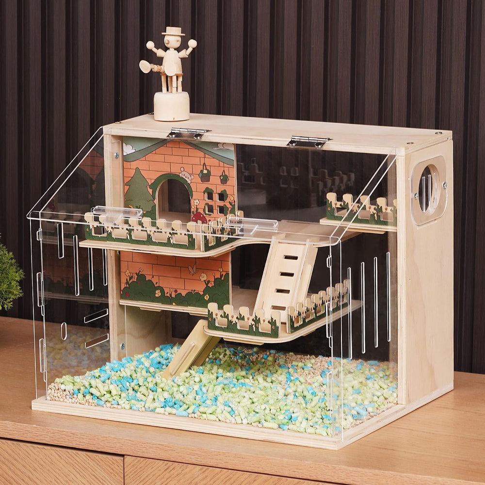 ECOCEN hamster cage multi-level design offers ample play space.