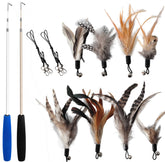 EcoCity Feather Teaser Wand with dye-free feathers for indoor cats.