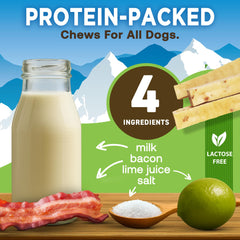 EcoKind Premium Gold Yak Chews closeup bacon appealing to dogs during play