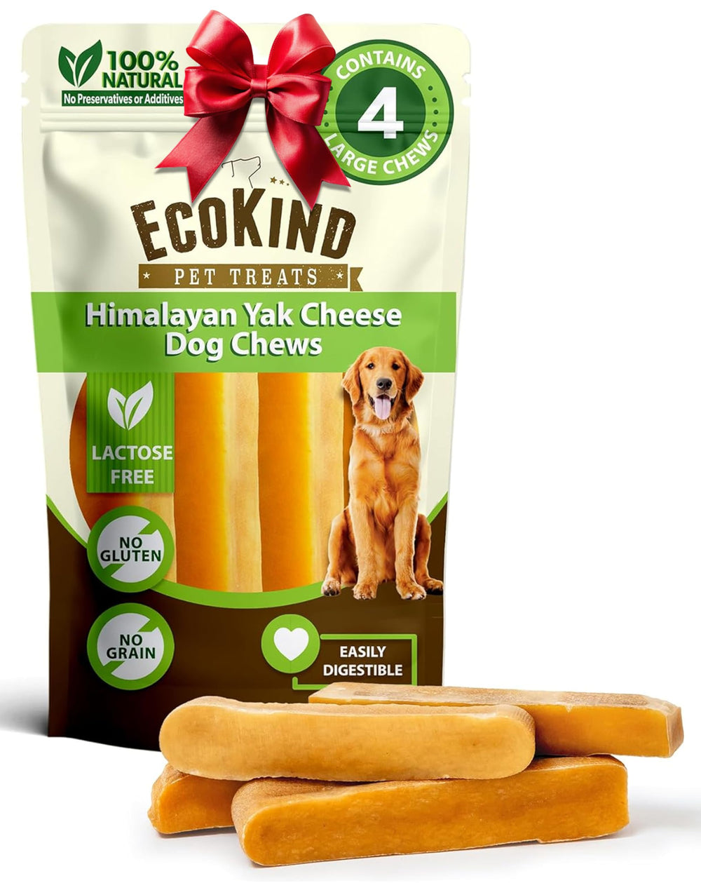 EcoKind Premium Gold Yak Chews pack — long-lasting large-breed chew.