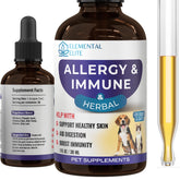 EDUZEBRA allergy relief drops bottle highlights natural itch relief for pets.