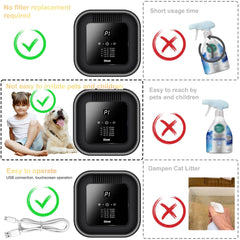 EEland cat litter deodorizer operates quietly for 24/7 odor management.