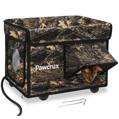 eekkii heated cat house leaf exterior front view shows weatherproof shelter for outdoor cats in all seasons