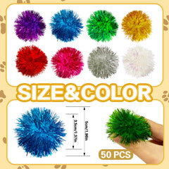 Eerrhhaq 2-inch large pom pom ball close-up with soft texture for gentle batting.