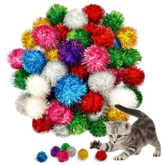 Eerrhhaq 50pcs cat pom pom balls pack shows bright colors for engaging indoor play.