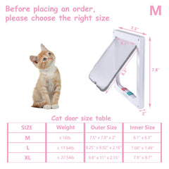 EGETOTA goTeamghjkl cat door flap demonstrates 4-way locking for controlled in-out.
