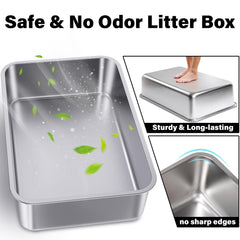 EGMEHOAD stainless-steel litter box demonstrates durability and corrosion resistance
