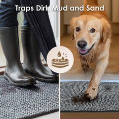 EHEYCIGA all-season dog mat handles high traffic and wet weather.