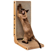 EHEYCIGA cardboard cat scratcher front view shows durable L-shaped design protecting furniture