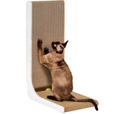 EHEYCIGA Cardboard Cat Scratcher 26-8inch L-Shape against wall protects furniture while inviting scratching.