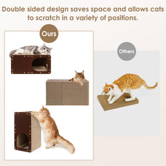EHEYCIGA cardboard cat scratcher house inside-detail shows double layer corrugated paper.