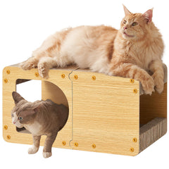EHEYCIGA cardboard cat scratcher house – all-sides scratching for versatile play and lounging.